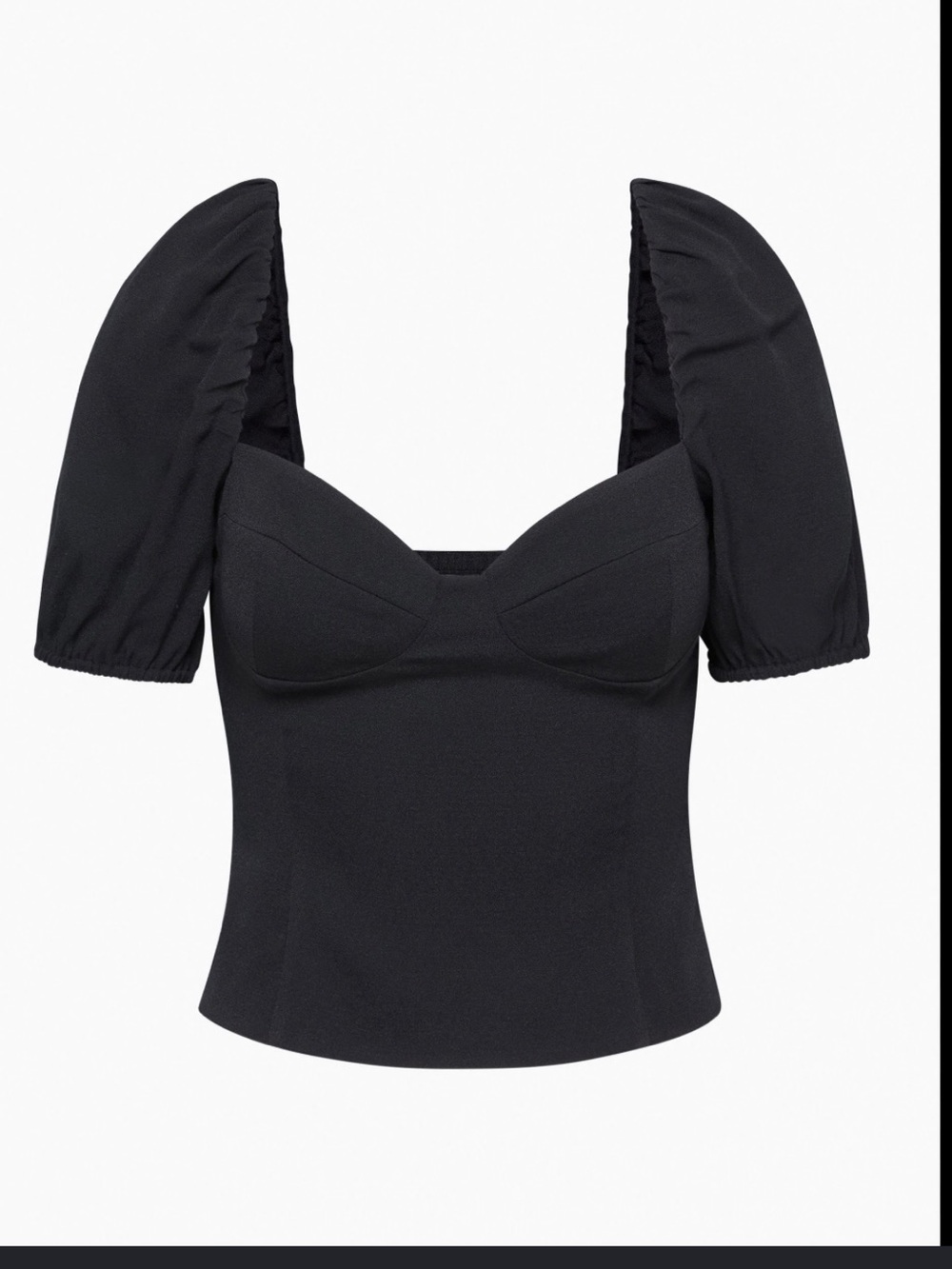 Wilfred Black Puff-Sleeve Sweetheart Blouse- Novella